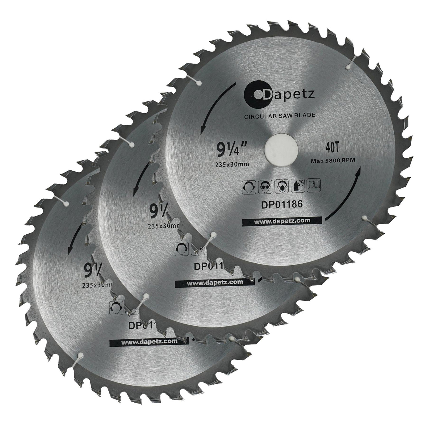 3 X Circular Saw Blades 235mm Dia 24 40 & 48 Teeth 30mm Bore TCT Saw Disc Wood