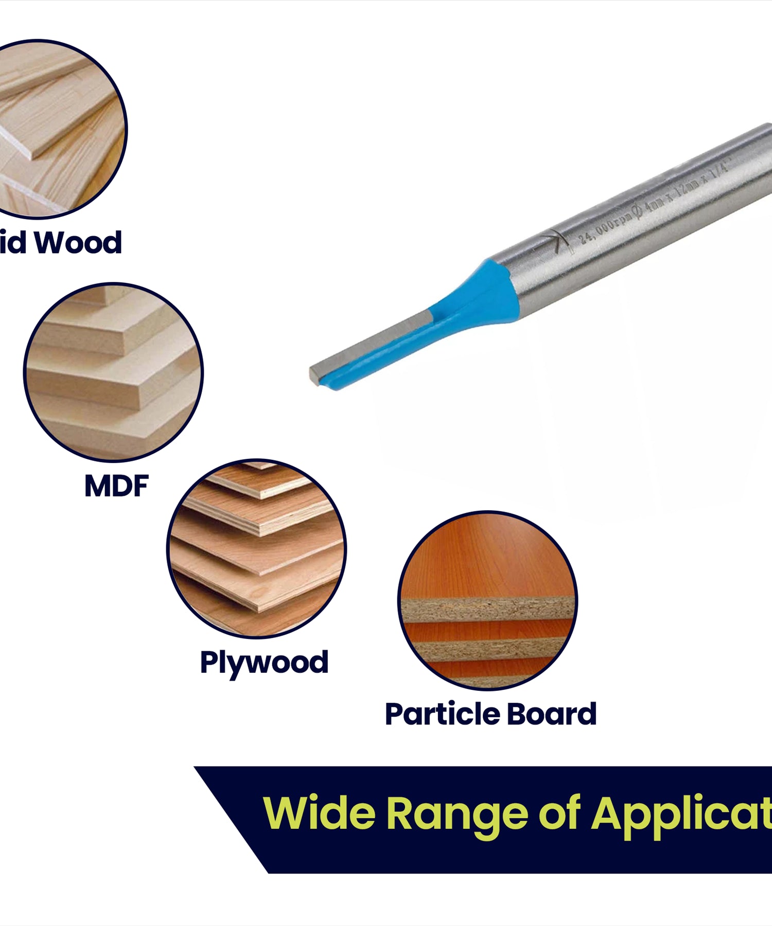 1/4" Shank Straight Metric Router Bits TCT Cut Cutter 12mm long x 4mm Diameter