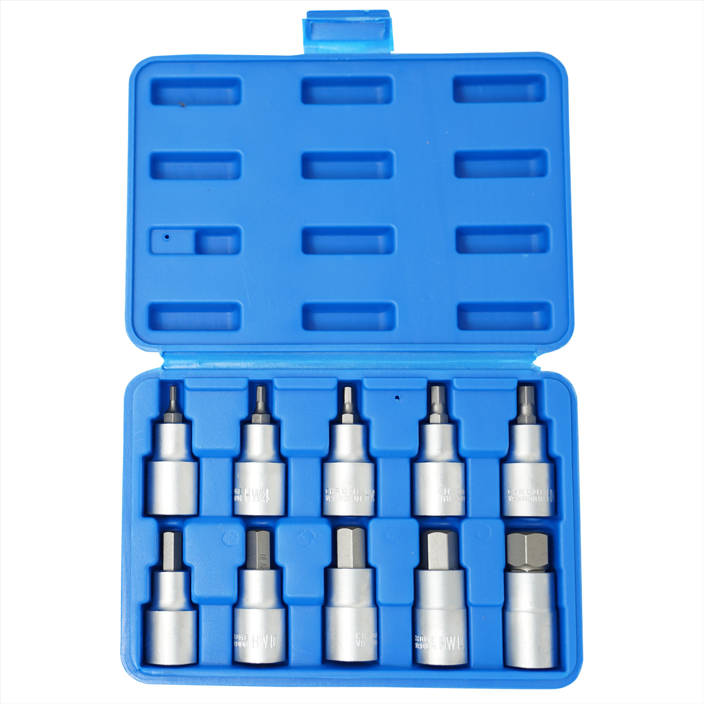 10PC Hex Allen Key Bit Socket Set 1/2" Drive, 4mm to 19mm | With Storage Case by Dapetz