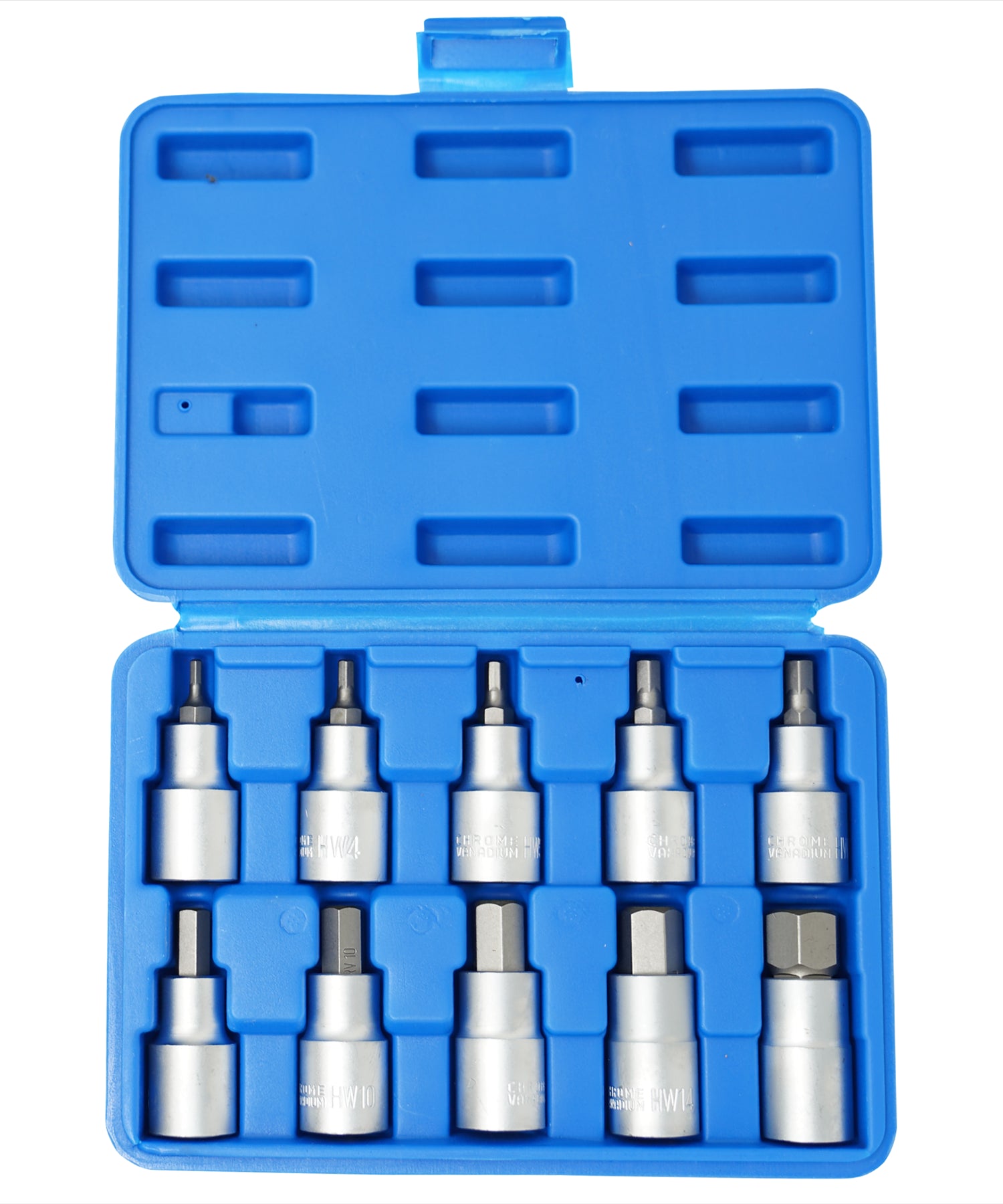 10PC Hex Allen Key Bit Socket Set 1/2" Drive, 4mm to 19mm | With Storage Case by Dapetz