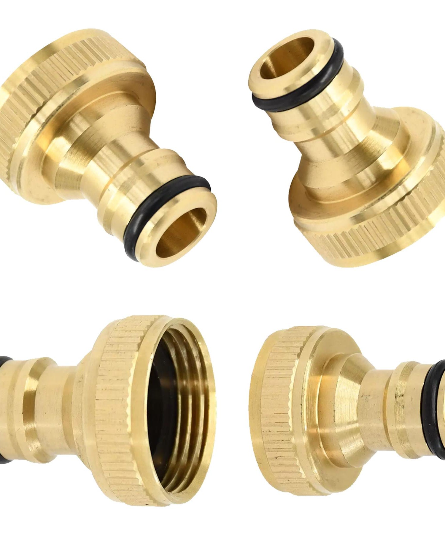 4x Brass Hose Tap Connector 3/4" Threaded Garden Water Pipe Adaptor Fitting By Dapetz