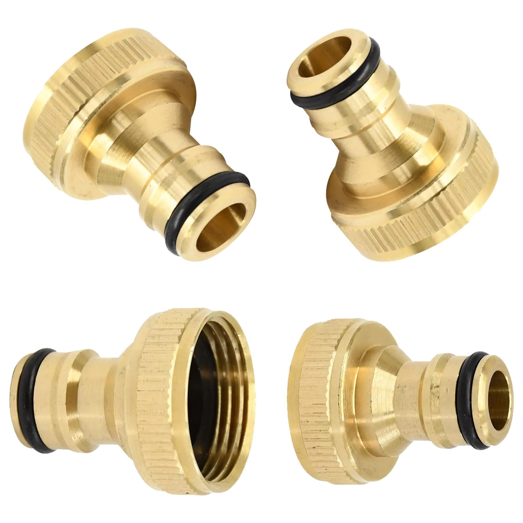 4x Brass Hose Tap Connector 3/4" Threaded Garden Water Pipe Adaptor Fitting By Dapetz