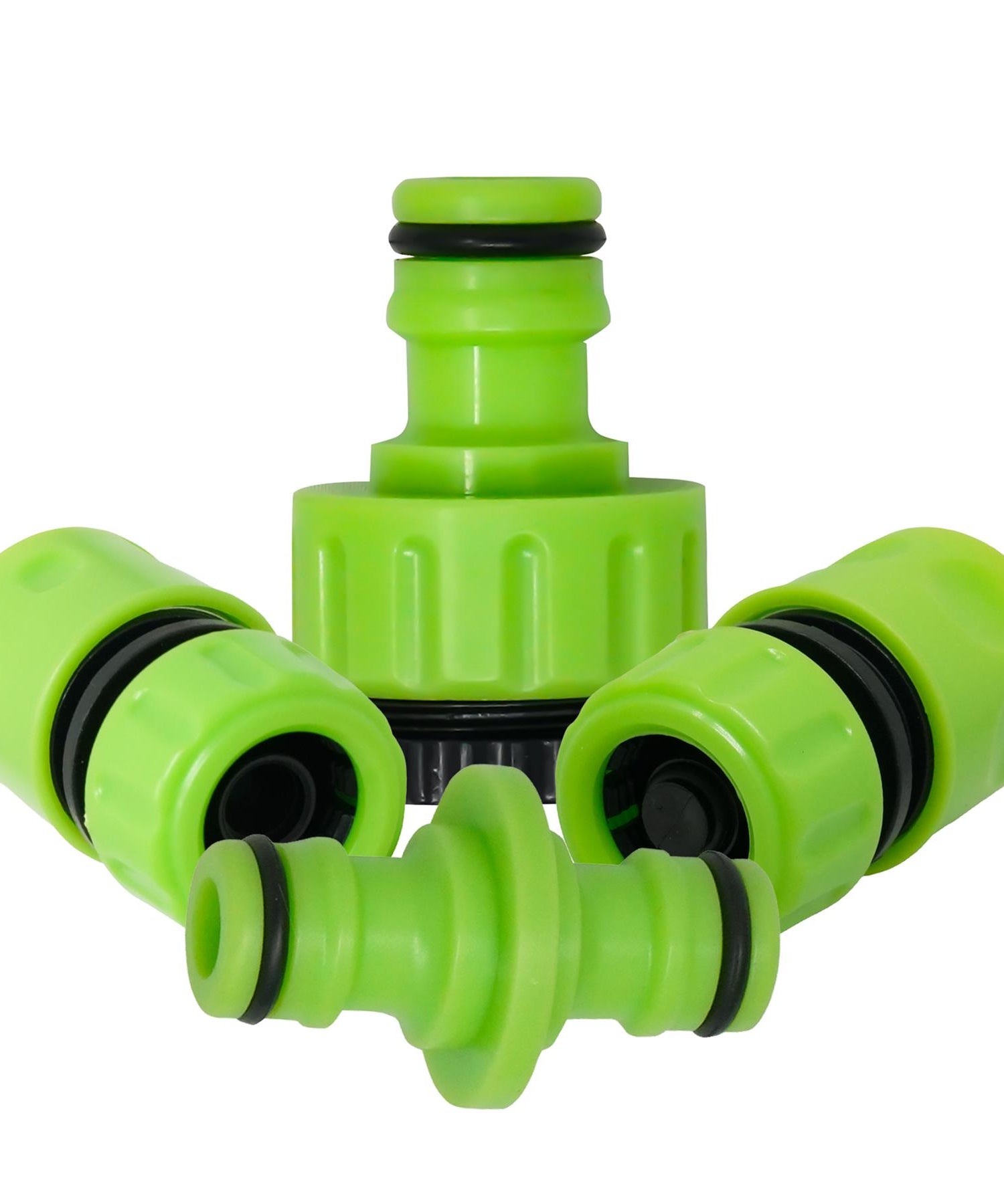 4PC Garden Hose Pipe Fitting Set Adaptor Waterstop 2-Way Connectors 1/2", 3/4" By Dapetz