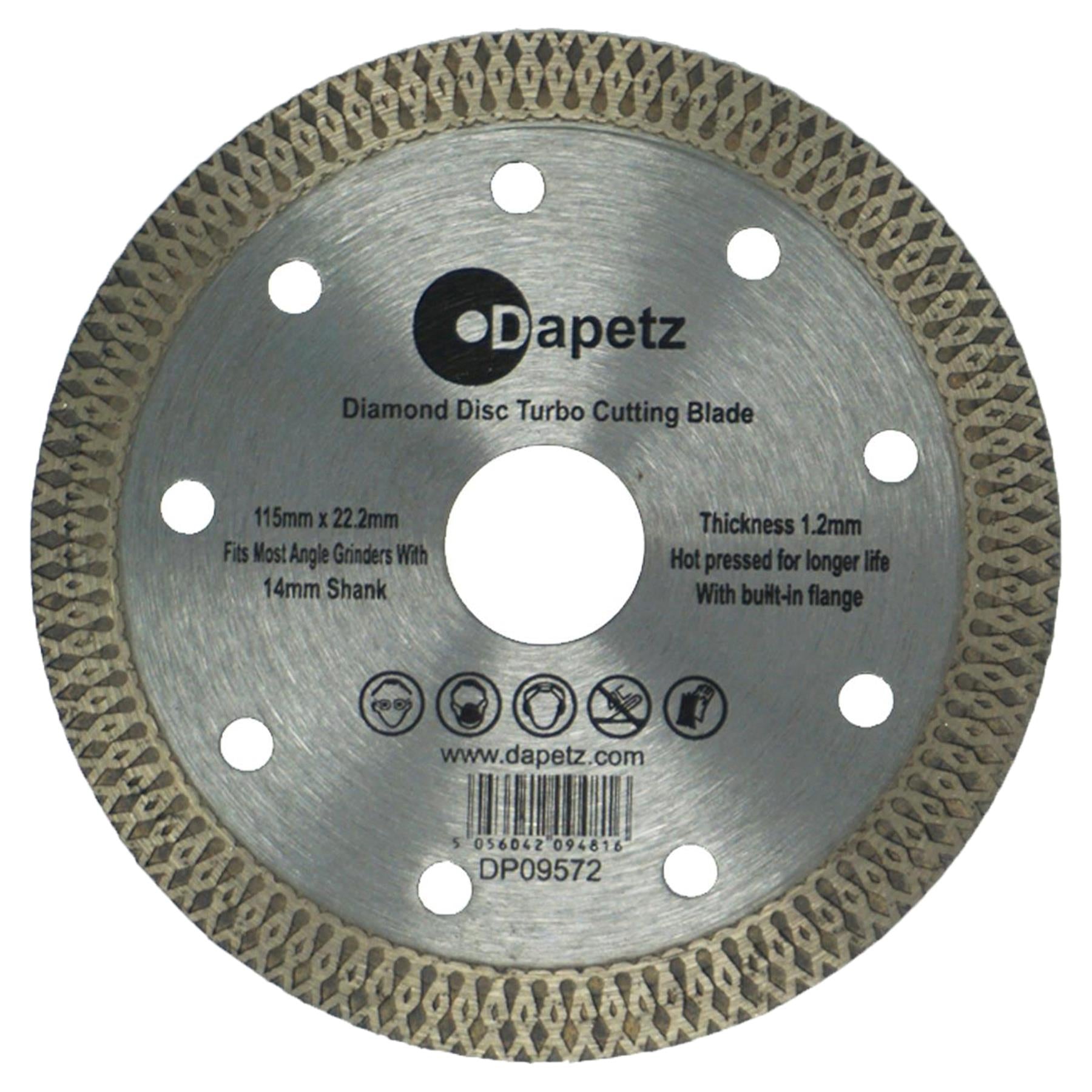 115mm Turbo Diamond Disc Cutting Blade – Thin Wheel for Porcelain, Ceramic & Granite By Dapetz