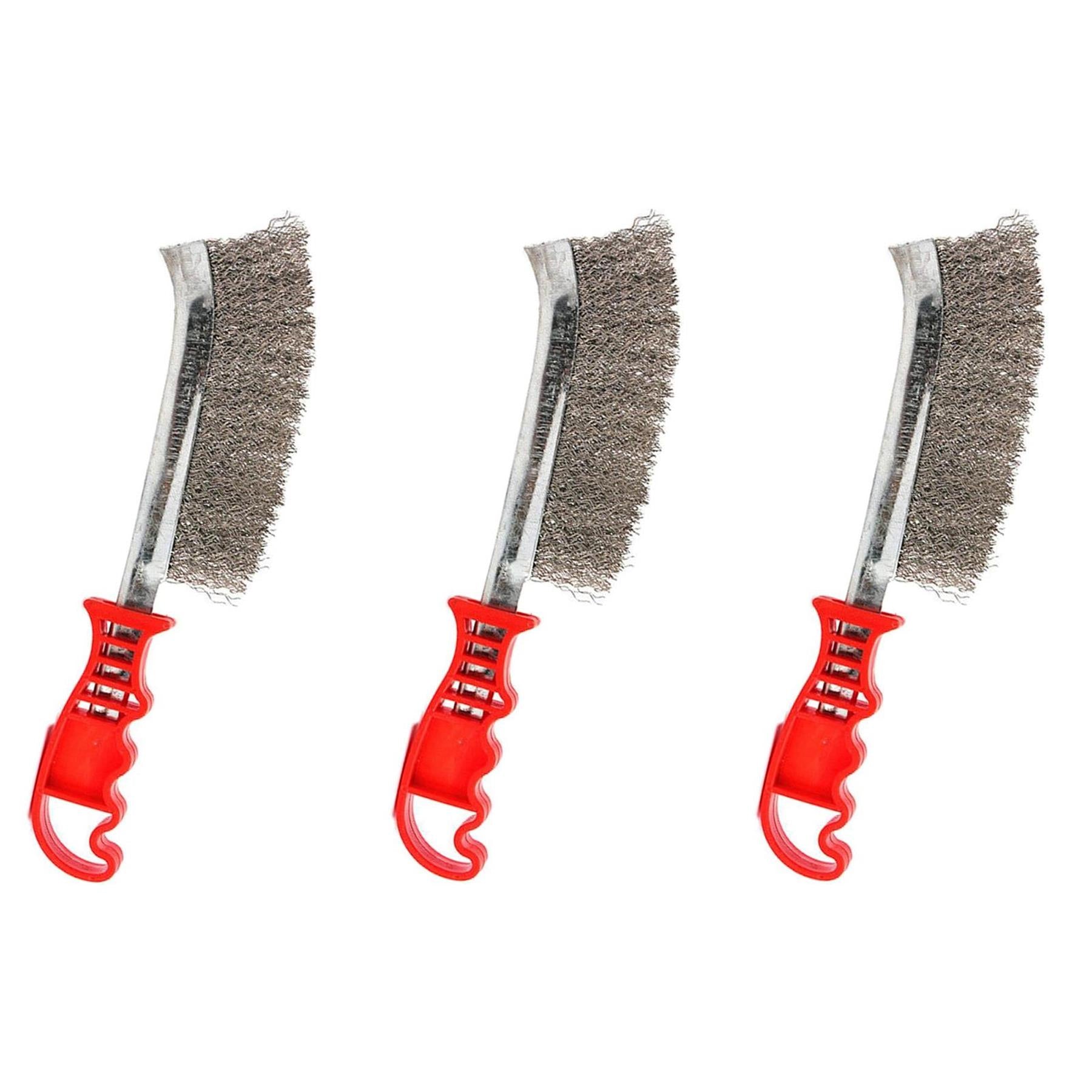 (Pack of 3) Heavy Duty Spid Wire Hand Brush | Stainless Steel Bristles for Rust Removal by Dapetz