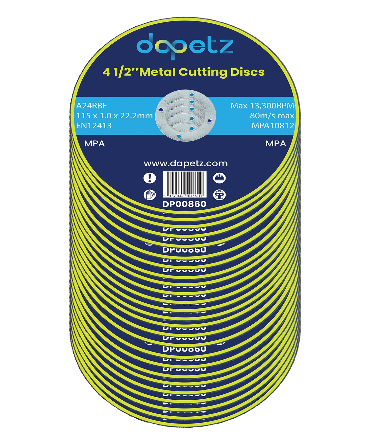 (Pack of 100) Ultra-Thin Metal Cutting / Slitting Discs 115mm for Angle Grinder | 1/2" by Dapetz