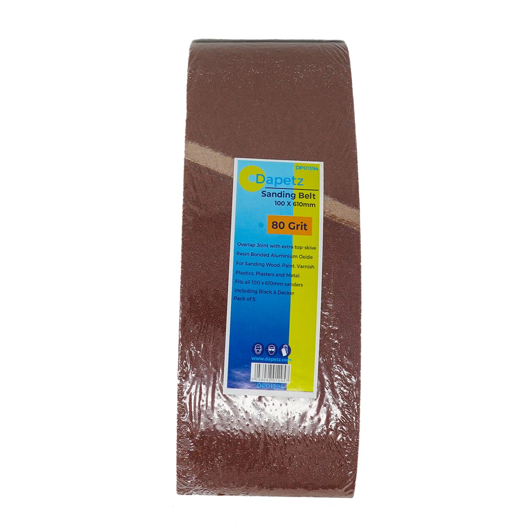Sander Sanding Belts With Extra Top Skive 100 X 610mm 80 Grit Medium 5PCS By Dapetz