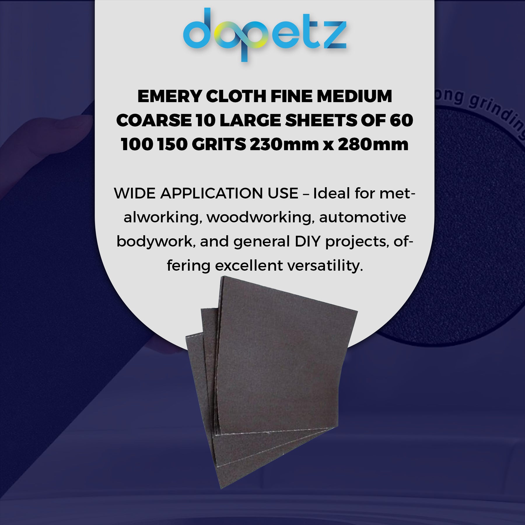 Emery Cloth Abrasive Sandpaper Sheets 230x280mm 10 Pack