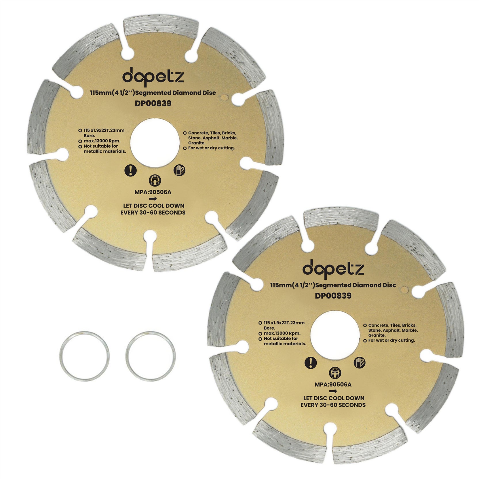 2x 115mm 4.5" Diamond Angle Grinder Grinding Stone Brick Concrete Cutting Disc by Dapetz