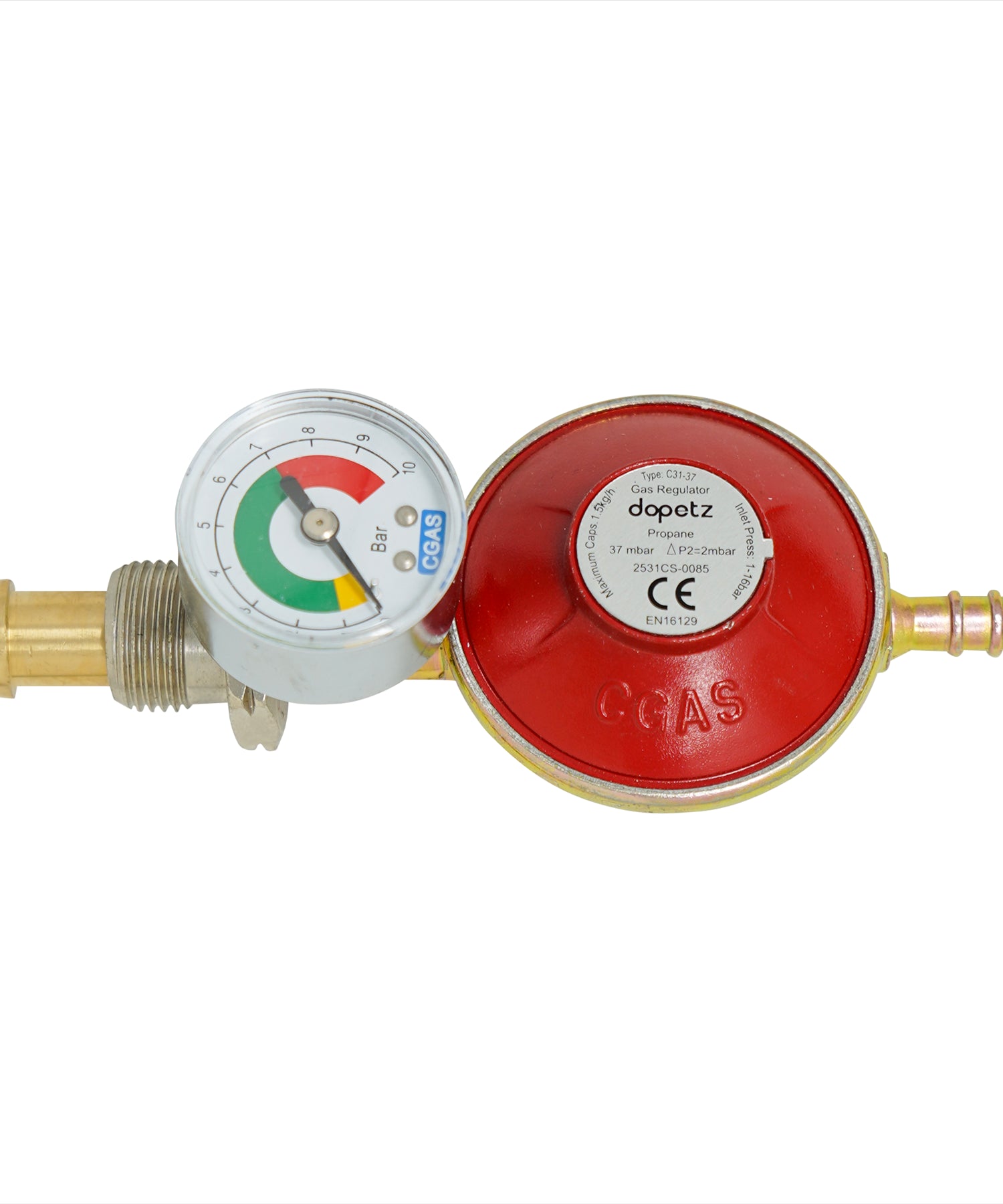 Propane Gas Regulator 37mbar With Pressure Gauge 16 bar Screw In Male Pol 5/8"