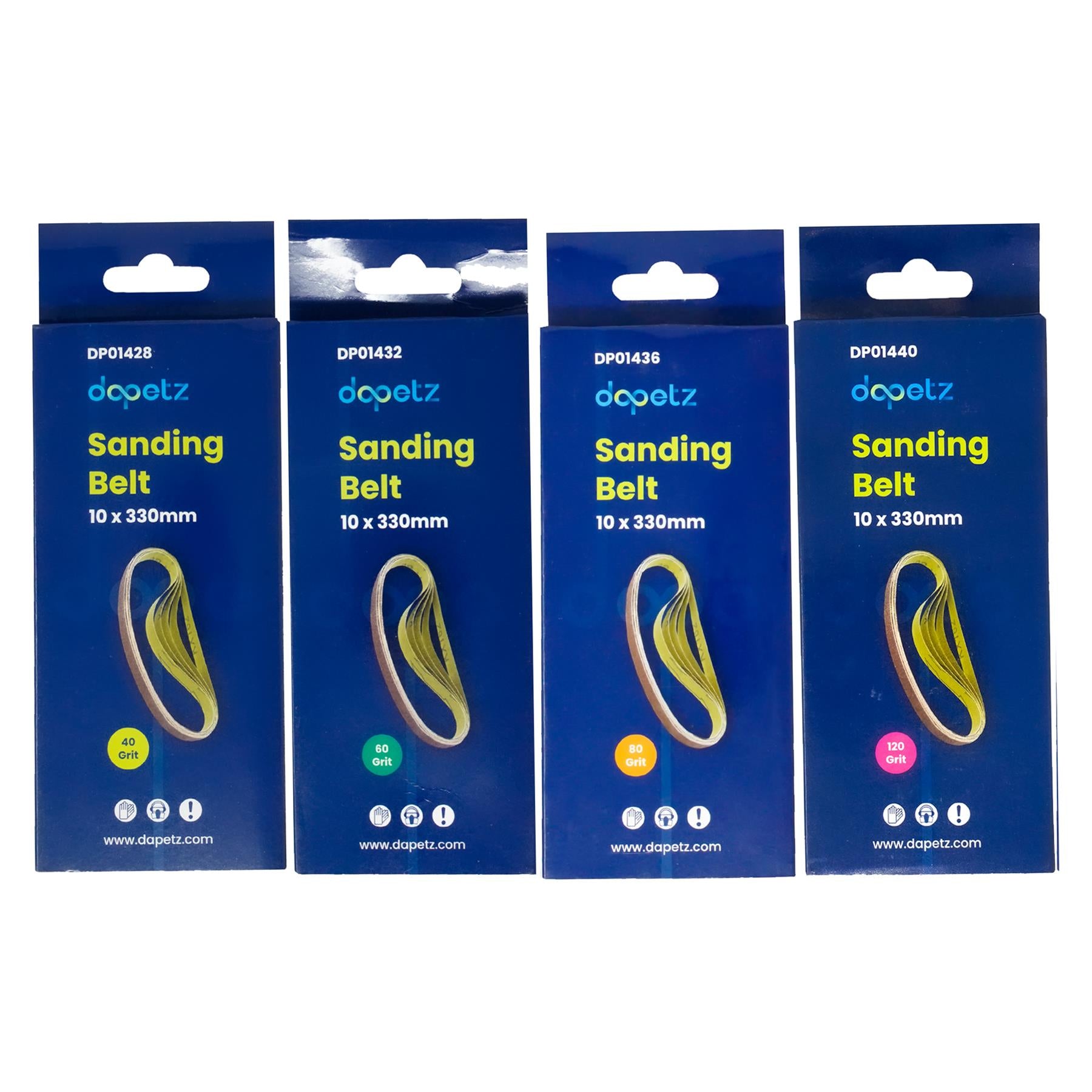 Mixed Grit Sanding Belt Set 20PCS 10mm x 330mm Belts, 5 Each of Grit 40, 60, 80, 120 By Dapetz