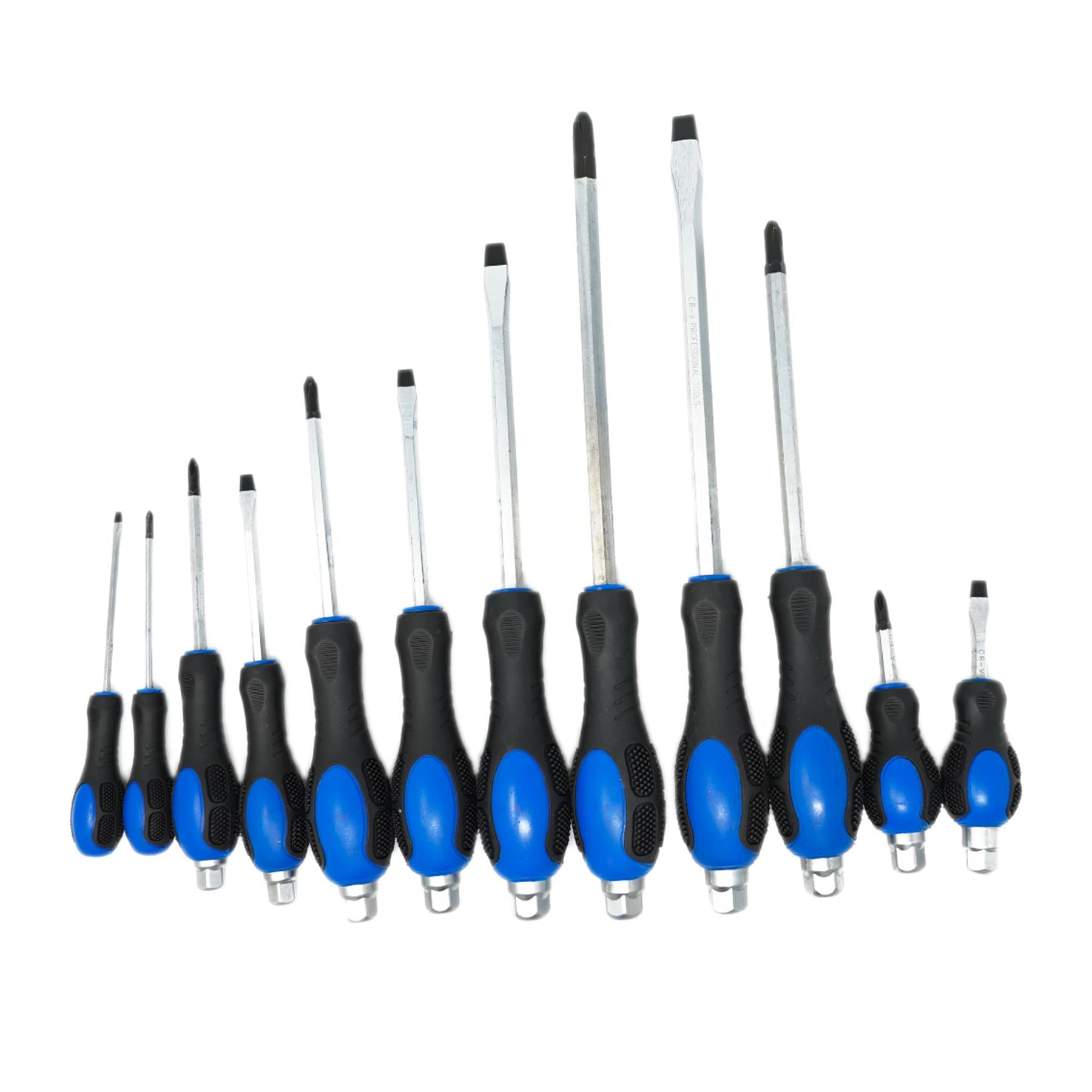 Dapetz Magnetic Screwdriver Set Cushion Grip Handle Flat & Cross Head (12 Pack)