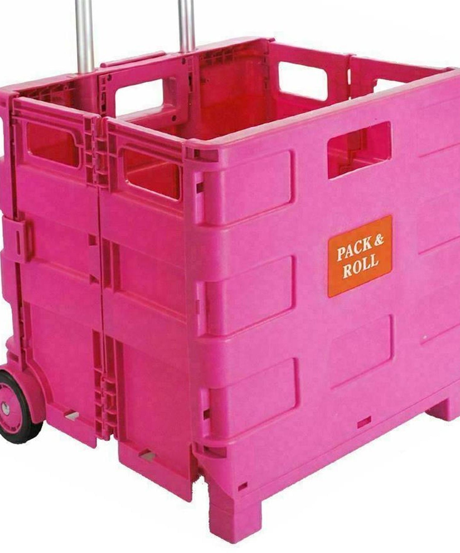 Dapetz Folding Shopping Trolley Foldable Cart Boot Fold Up Storage Box Crate 25kg Load Capacity - Pink