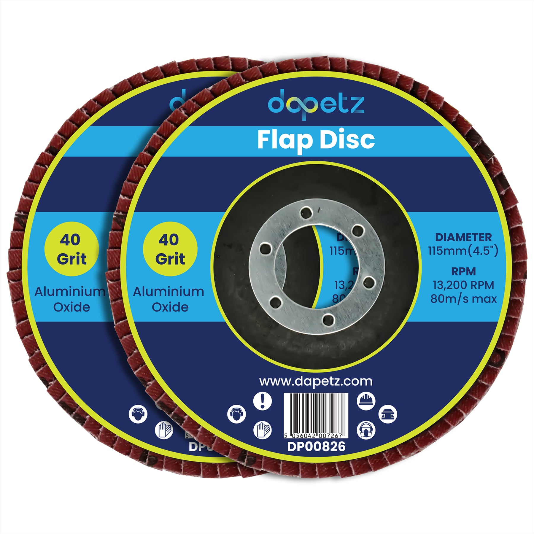 25x Flap Discs 115mm Sanding 40 Grit Grinding Wheels Disc 4.5" Aluminium Oxide By Dapetz