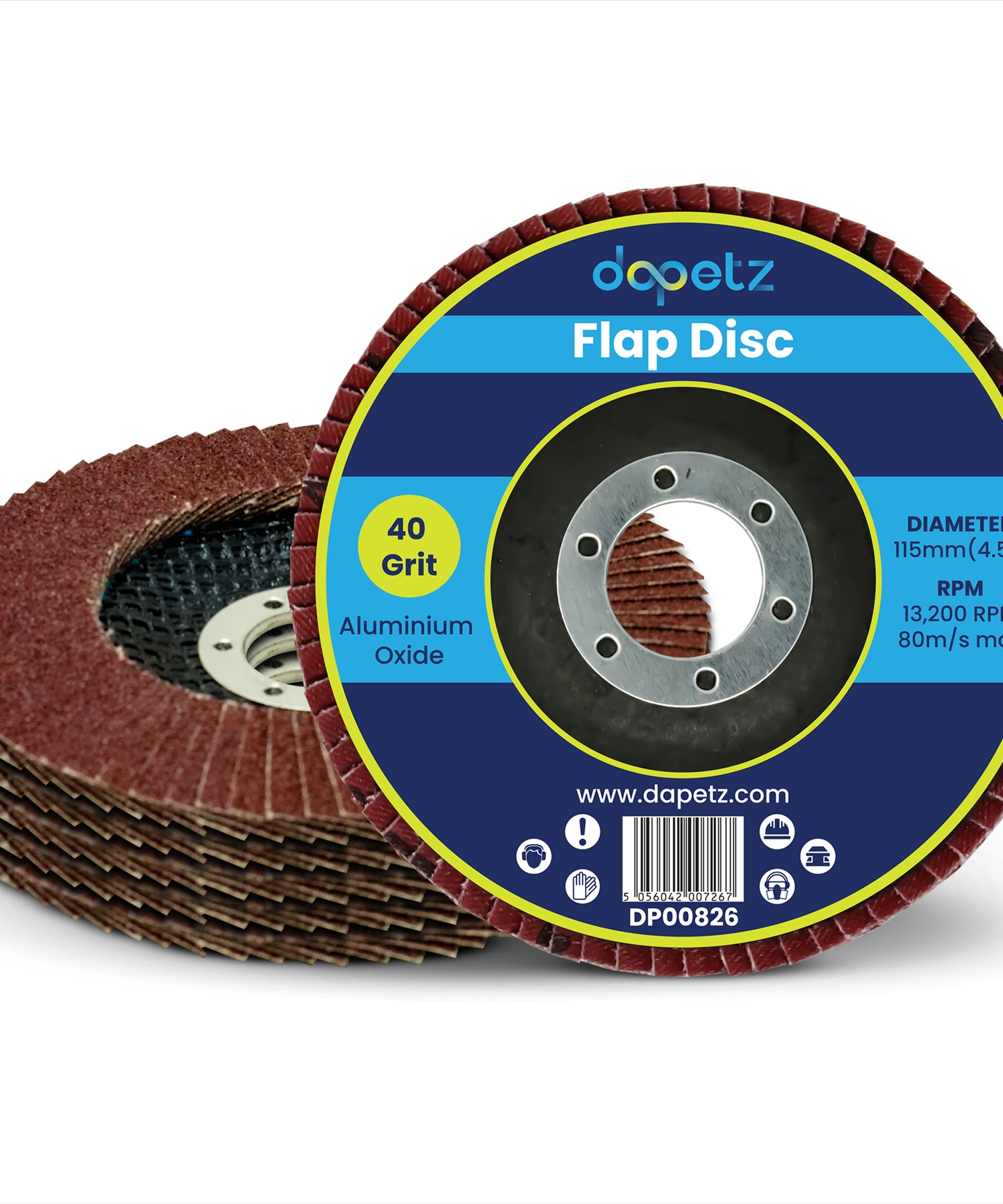 Flap Discs 115mm 40 60 80 120 Grit Grinding Sanding Angle Wheel 4.5" 10x By Dapetz