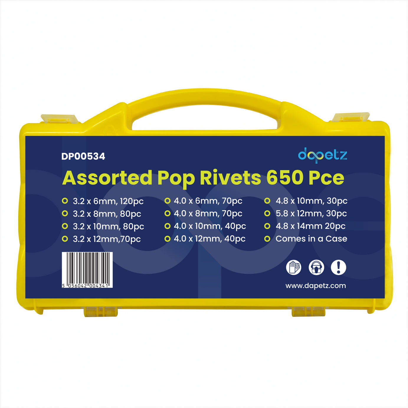 Rivets Pack Assorted Pop Rivets 650 Pce Piece Carry Storage Case