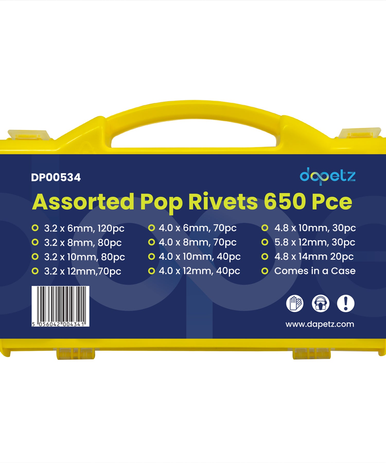 Rivets Pack Assorted Pop Rivets 650 Pce Piece Carry Storage Case