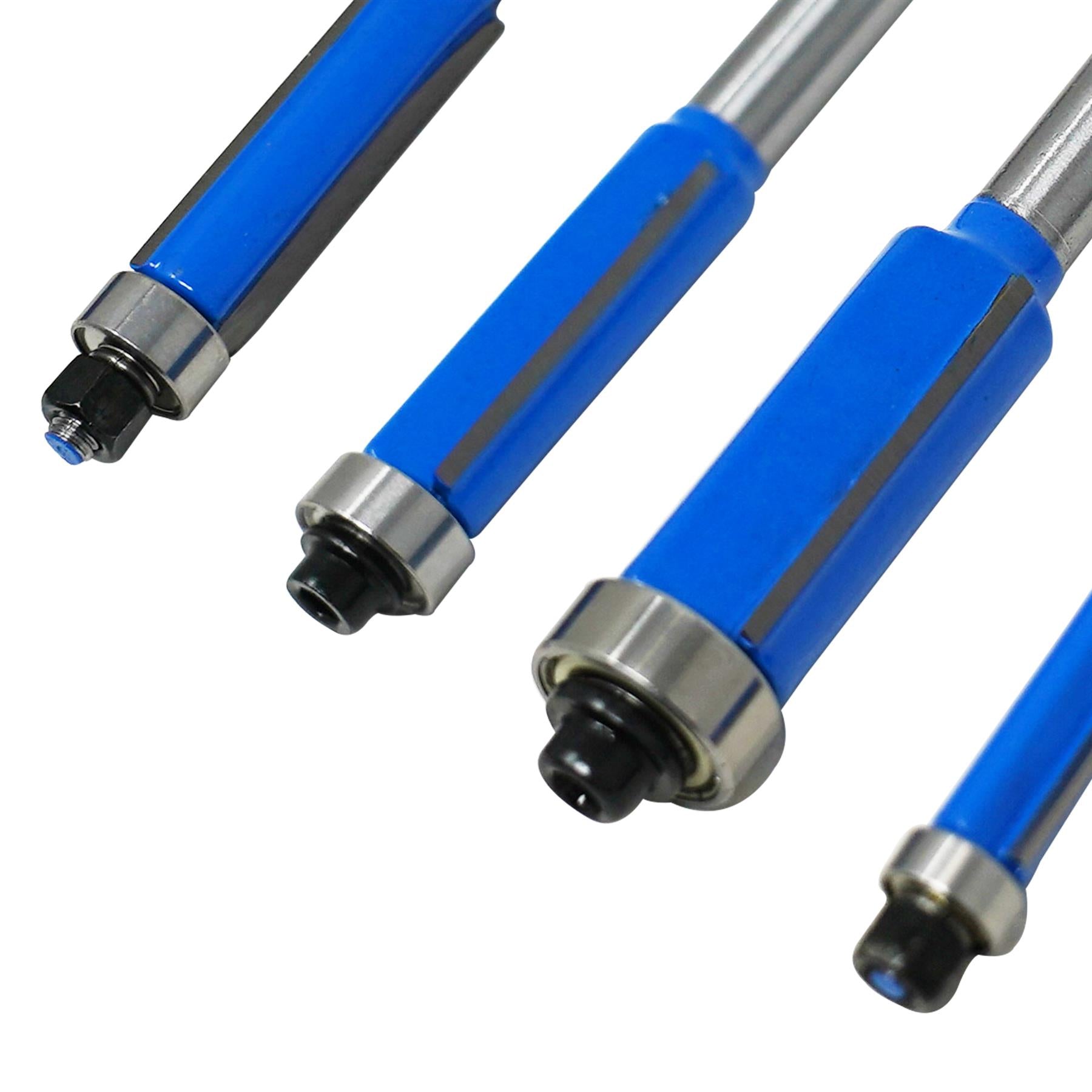 4Pc Flush Trim Router Bit Set Bottom Bearing Pattern Milling Cutter 1/4" Shank