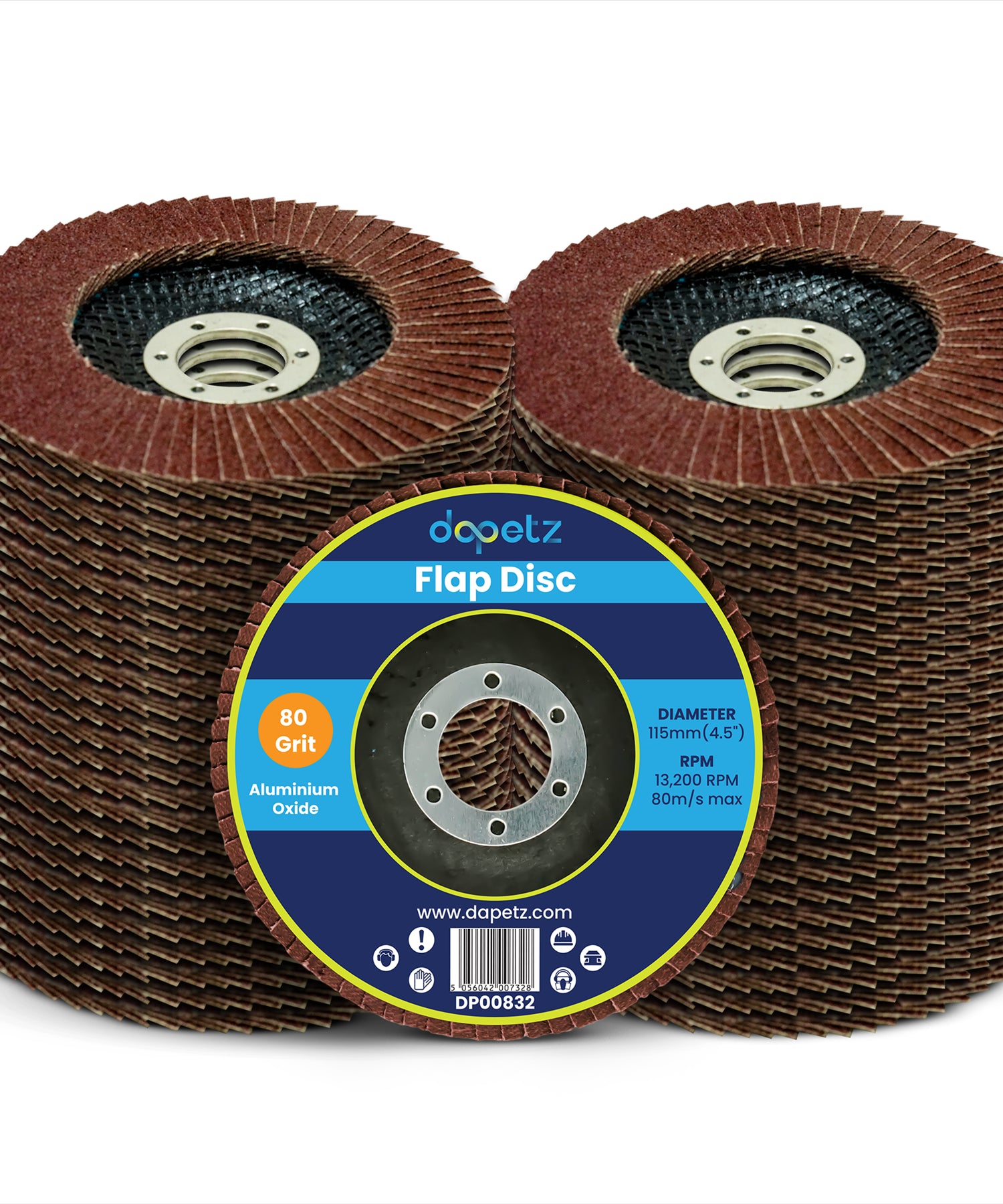 Angle Grinder Aluminium Oxide FLAP DISCS Grinding Wheel 115mm 4.5'' 80 Grit 50 PC By Dapetz