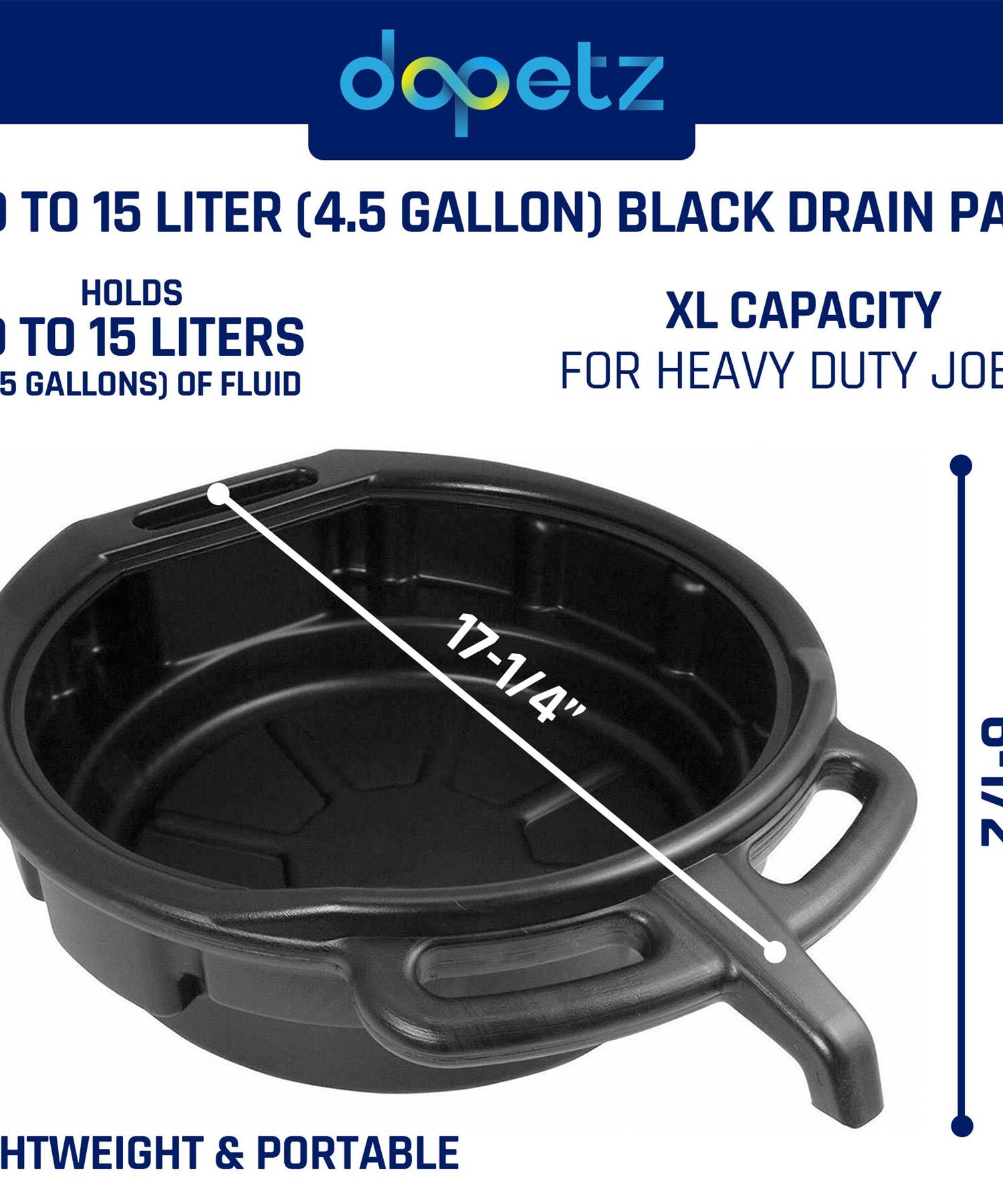 16 Litre Oil Drain Pan Engine Gear Fluid Water Tray Car Van Bike Garage Tool By Dapetz