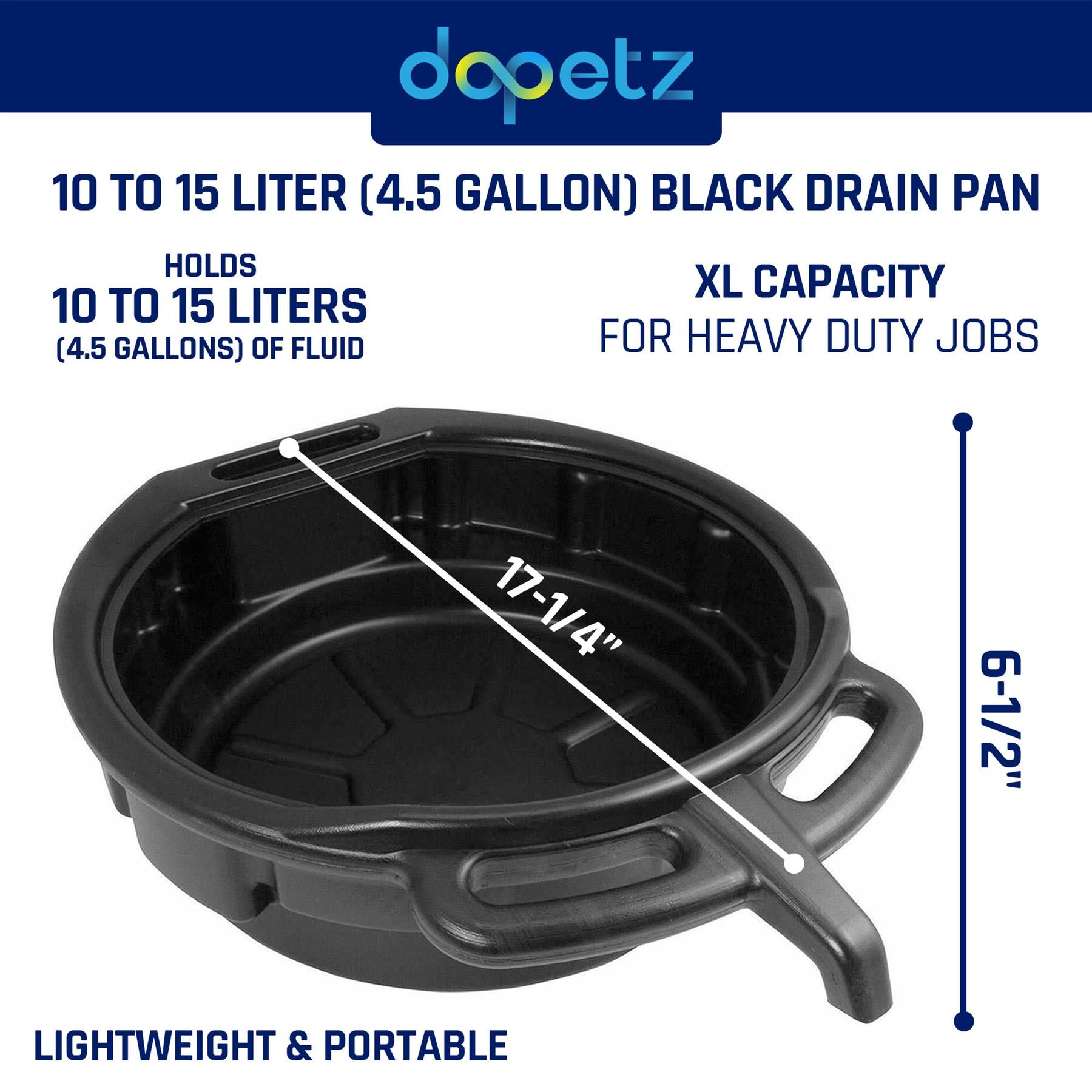16 Litre Oil Drain Pan Engine Gear Fluid Water Tray Car Van Bike Garage Tool By Dapetz