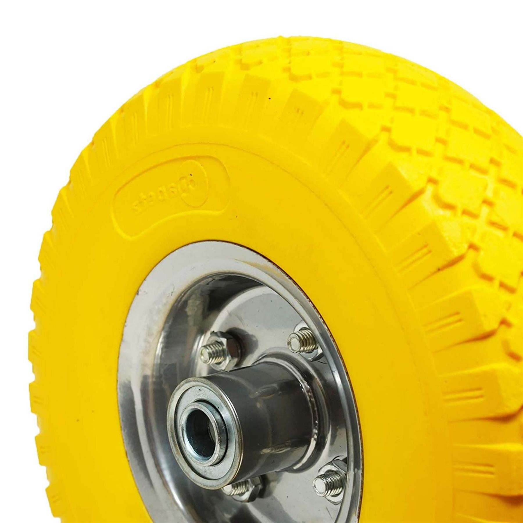 10" Yellow Puncture Burst Proof Sack Truck Trolley Wheel & Axle by Dapetz