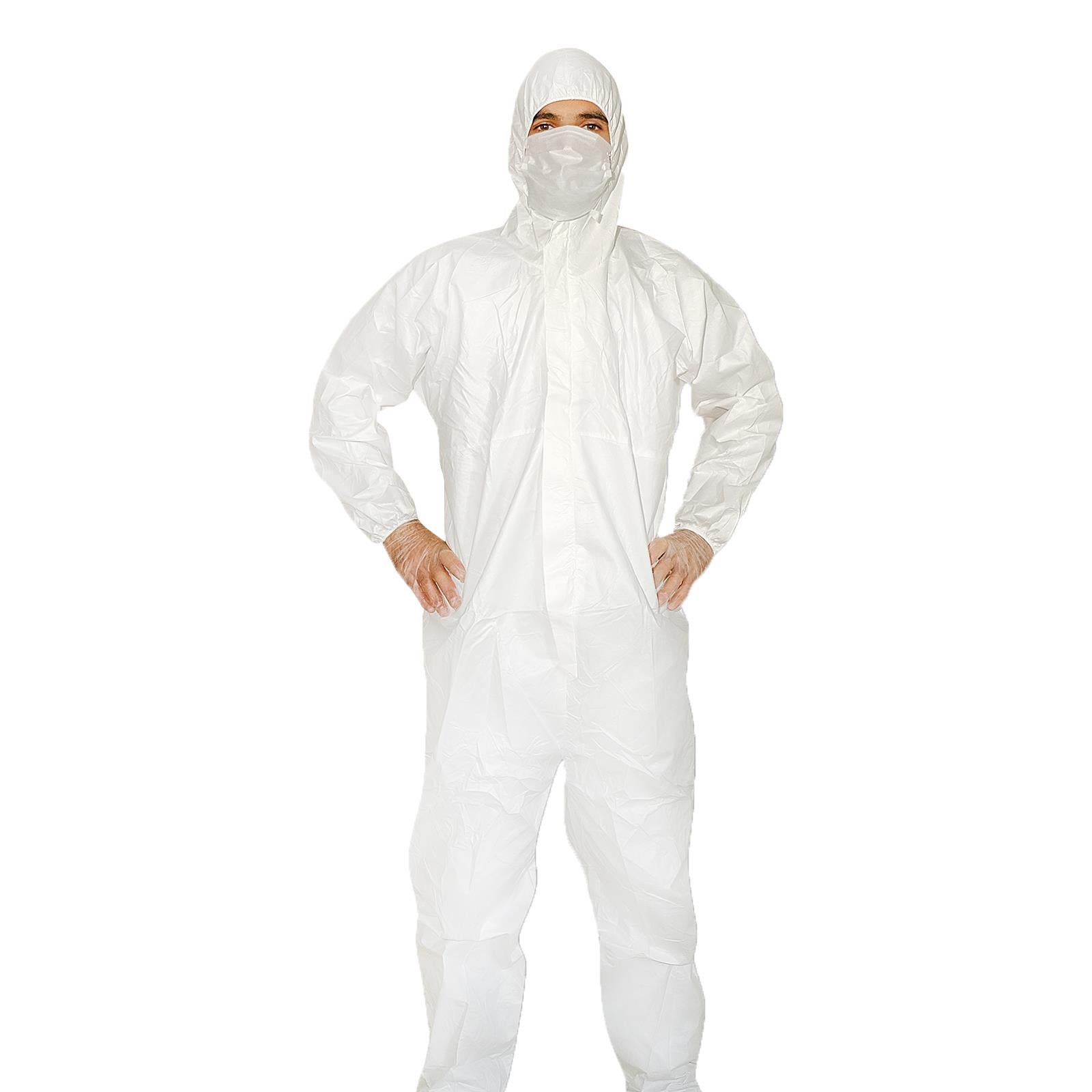 (Pack of 10) Disposable Paper Suit Protective Overall Coveralls Zip XL by Dapetz