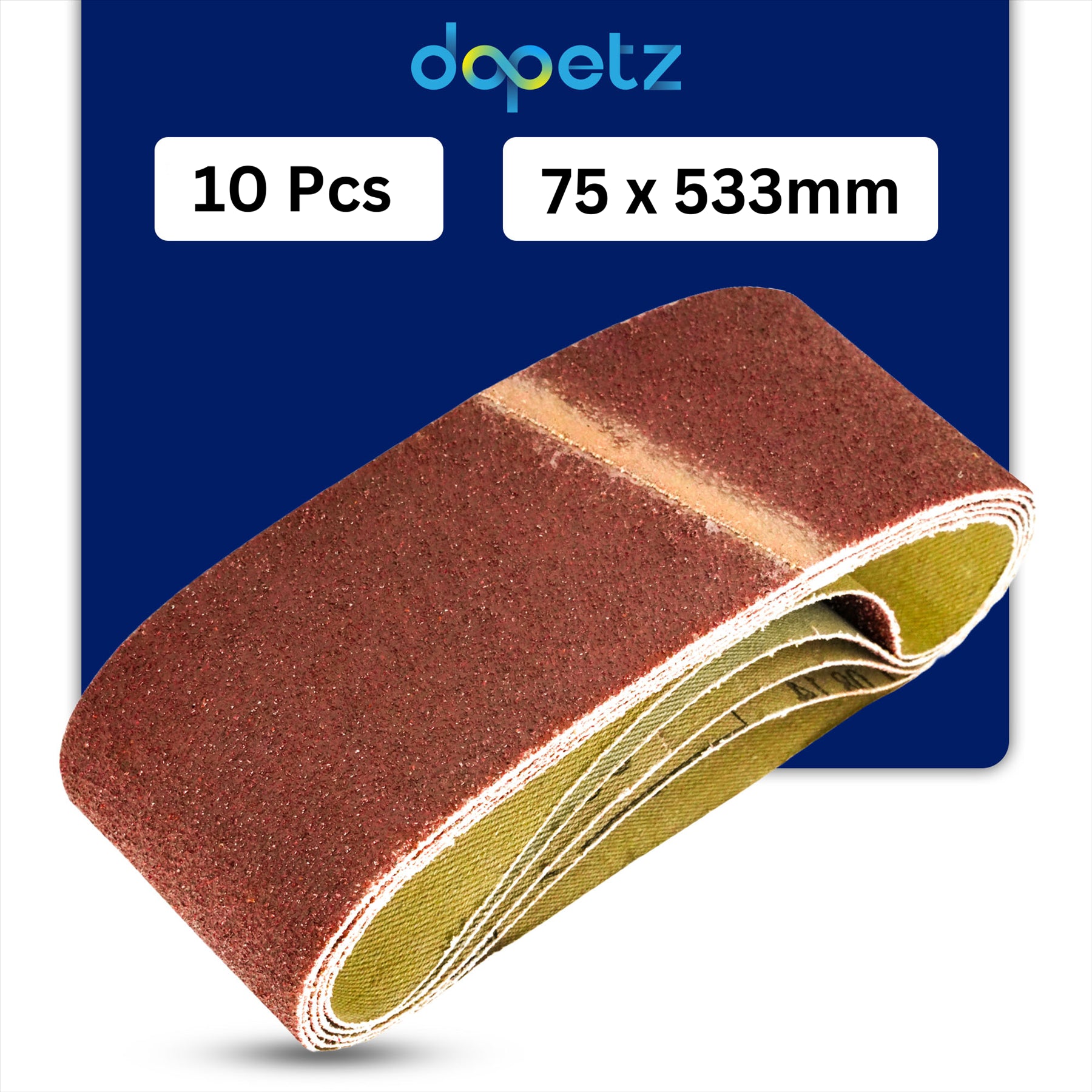(Pack of 10) Sanding Belts 75mm x 533mm 40 Grit by Dapetz Sanders