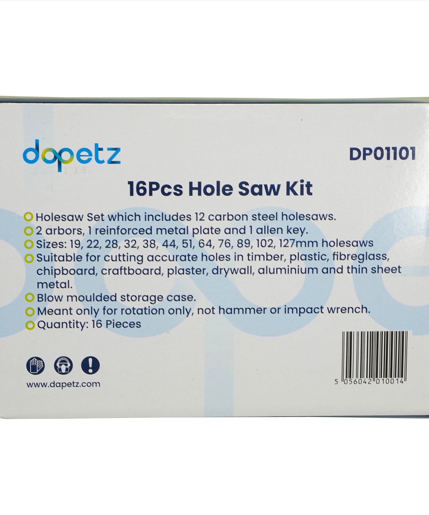 16pc Hole Saw Cutter Set Wood Metal Alloy Plastic Down Lighting Holesaw 19-127mm By Dapetz