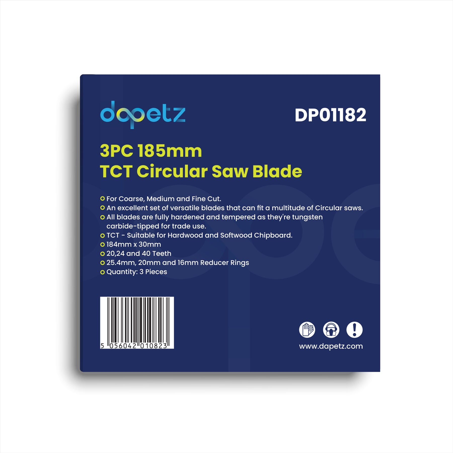 3Pc 184mm TCT Circular Saw Blades 20, 24 & 40 Teeth With Adapter O Rings 185mm