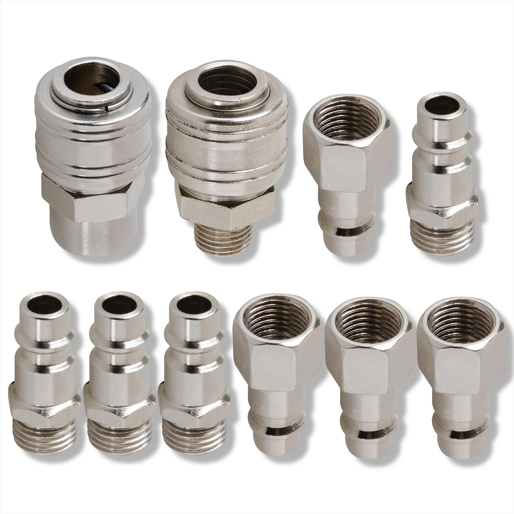 Euro Air Line Fitting Hose Connector Male Female Quick Release 1/4" BSP 10PC Set