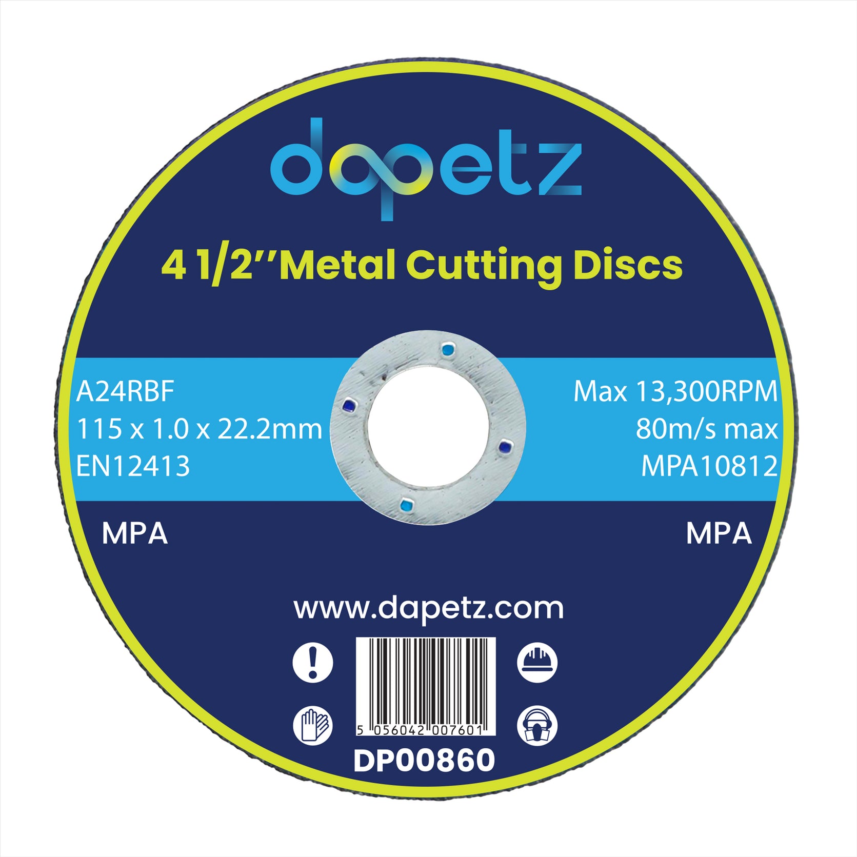 (Pack of 100) Ultra-Thin Metal Cutting / Slitting Discs 115mm for Angle Grinder | 1/2" by Dapetz