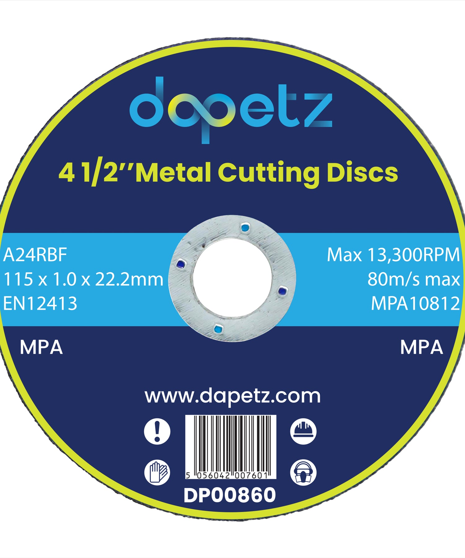 (Pack of 100) Ultra-Thin Metal Cutting / Slitting Discs 115mm for Angle Grinder | 1/2" by Dapetz