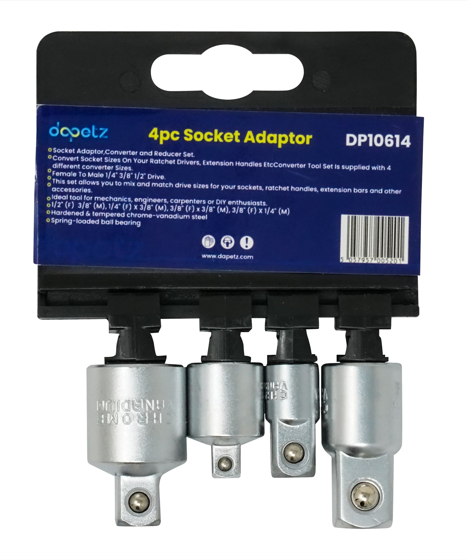 4pc SOCKET ADAPTOR SET by US PRO TOOLS 1/4" 3/8" 1/2" Drive step up/down reducer