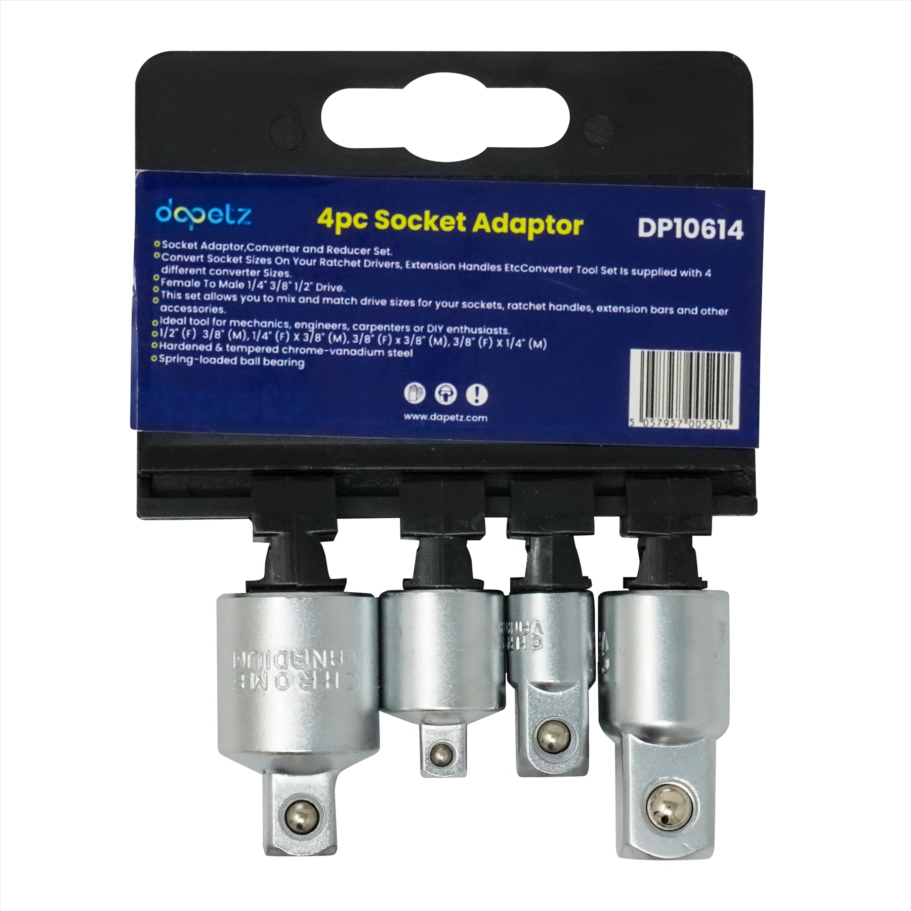 4pc SOCKET ADAPTOR SET by US PRO TOOLS 1/4" 3/8" 1/2" Drive step up/down reducer