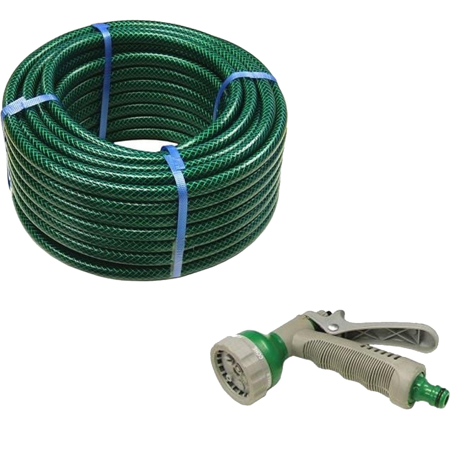 30m Garden Hose Pipe With Spray Gun Set PVC Watering Hose Green By Dapetz