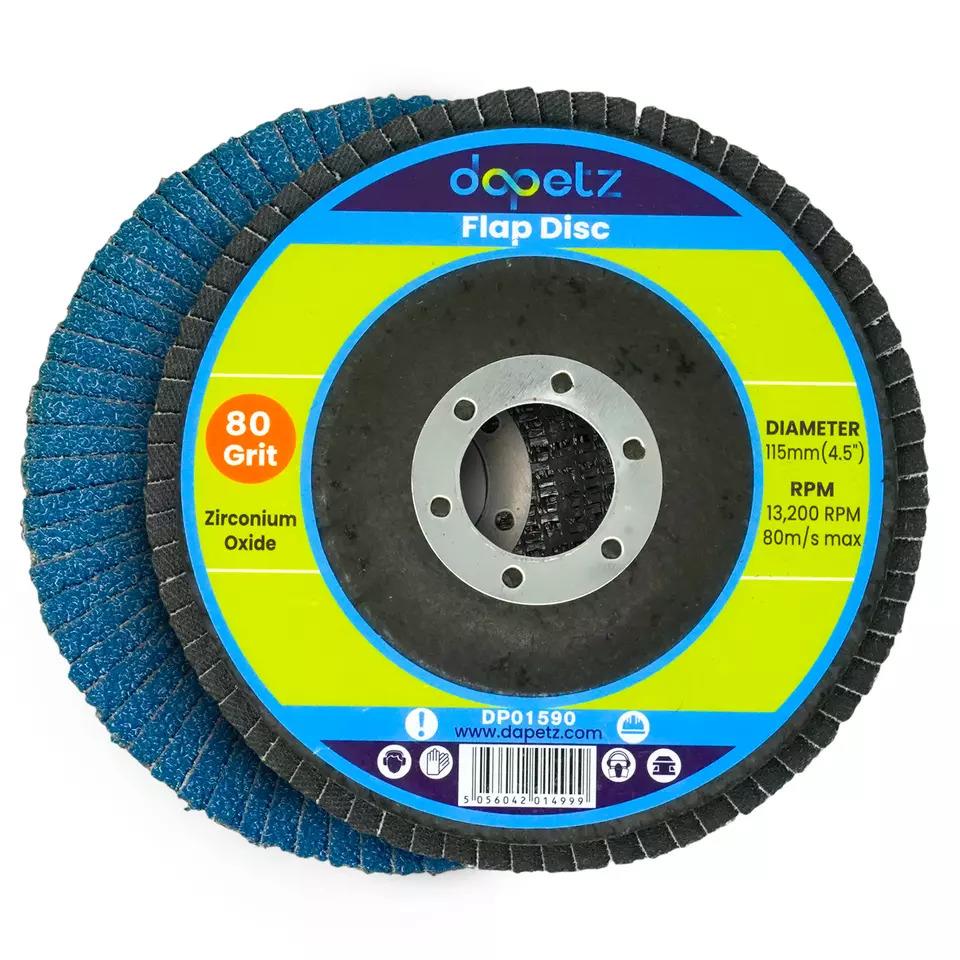 5pcs Flap Grinding Sanding Discs 115mm 4.5" 80 Grit Zirconium Oxide By Dapetz