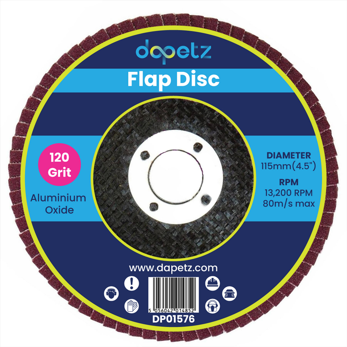 (Pack of 10) Flap Sanding Discs 115mm 60 120 Grit Aluminium Oxide 4.5" Angle Grinder by Dapetz