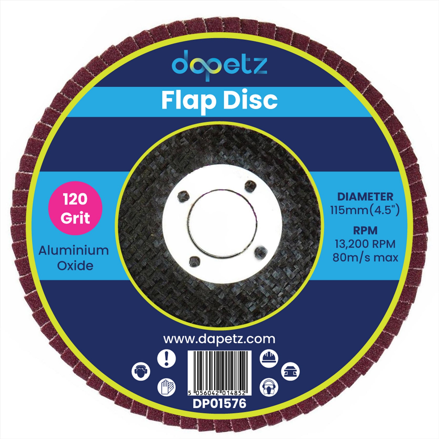 (Pack of 10) Flap Sanding Discs 115mm 60 120 Grit Aluminium Oxide 4.5" Angle Grinder by Dapetz
