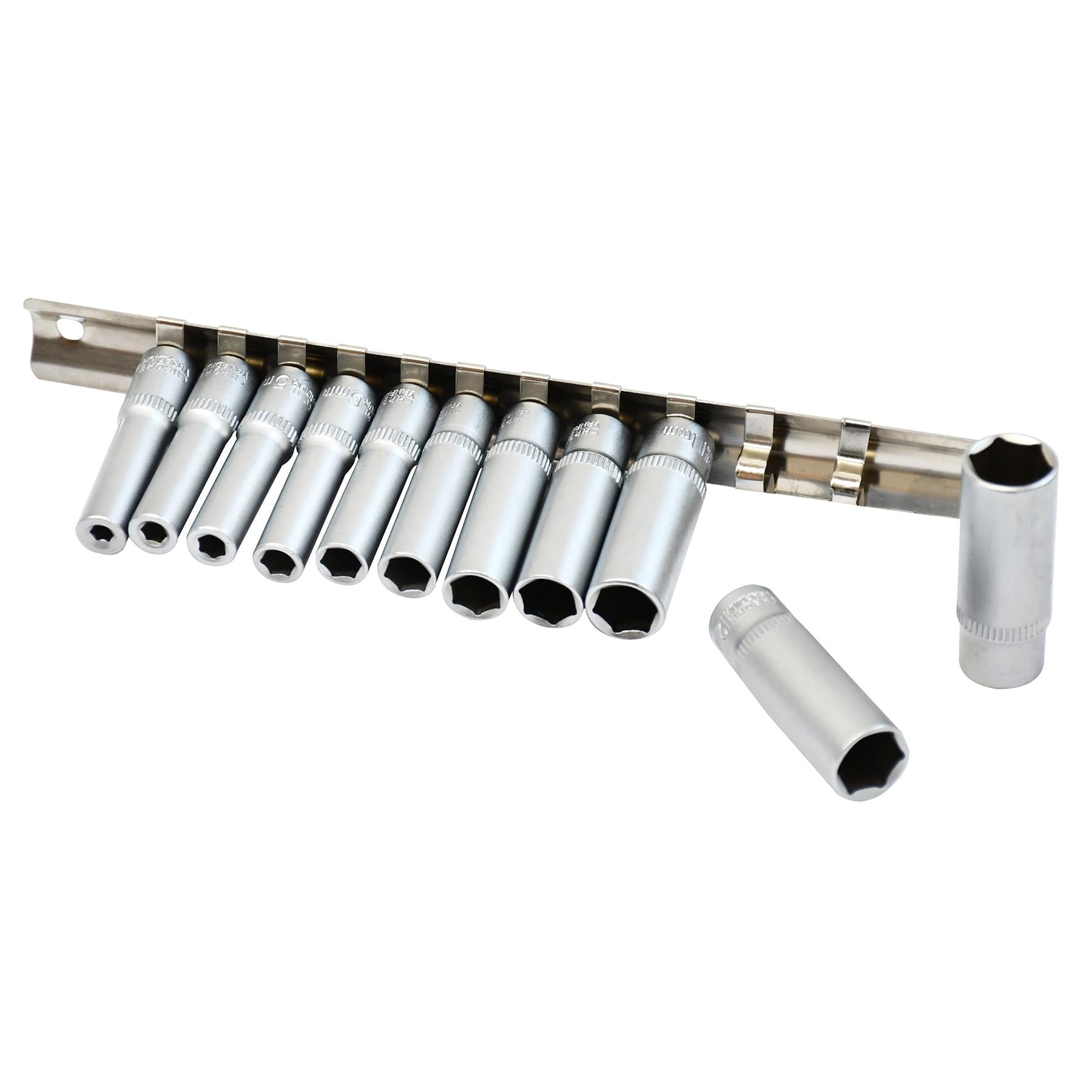 1/4" Deep Socket Set 11Pc 4 - 13mm Deep Drive Sockets Cr-V Long Reach By Dapetz