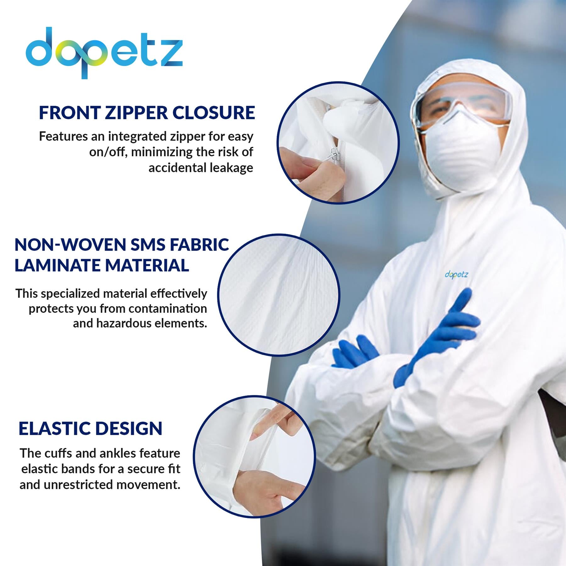 Disposable Coveralls White Hood Paper Suit Painters Protective Overalls XL By Dapetz