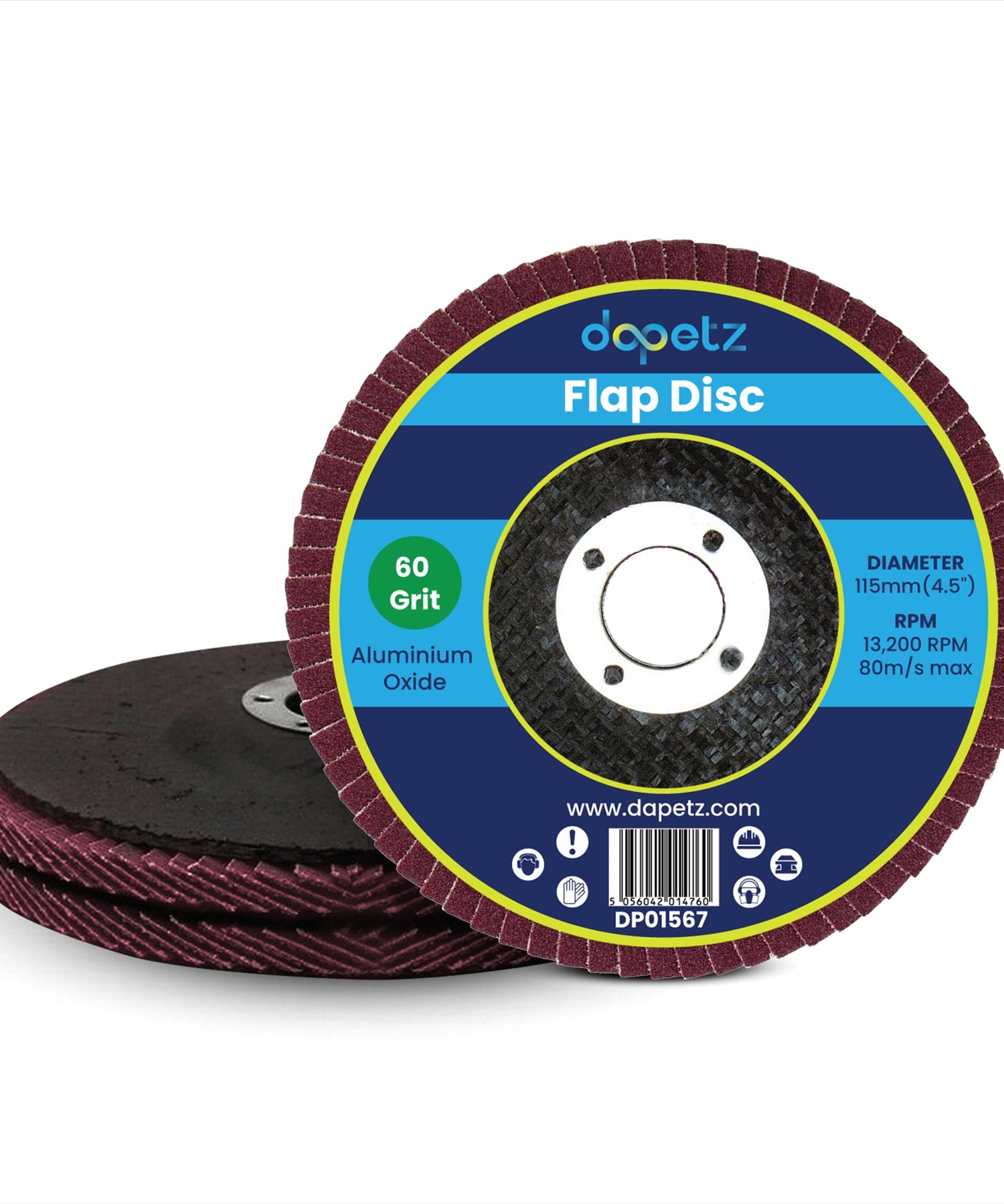115mm 4.5'' 60 Grit 2 PCAngle Grinder Aluminium Oxide FLAP DISCS Grinding Wheels By Dapetz