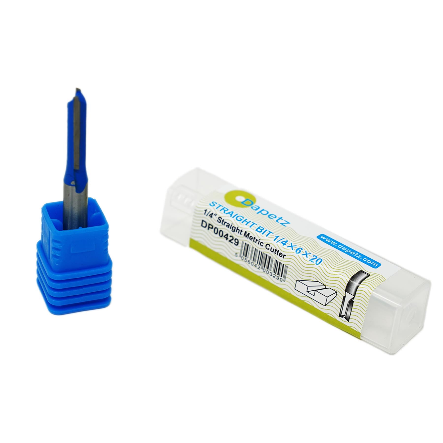 Shank Straight Metric Router Cutter 1/4" 6mm x 20mm Bit by Dapetz - Dapetz