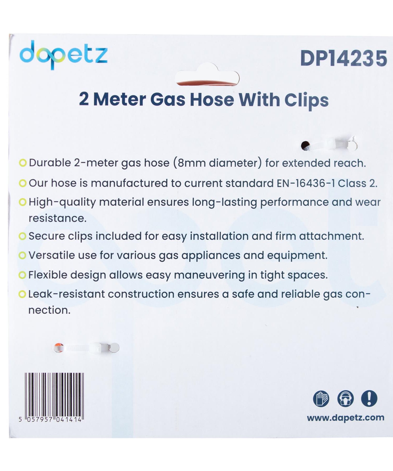 Gas Hose Pipe For Propane Butane LPG Gas BBQ Camping Motorhome With 2 Clips