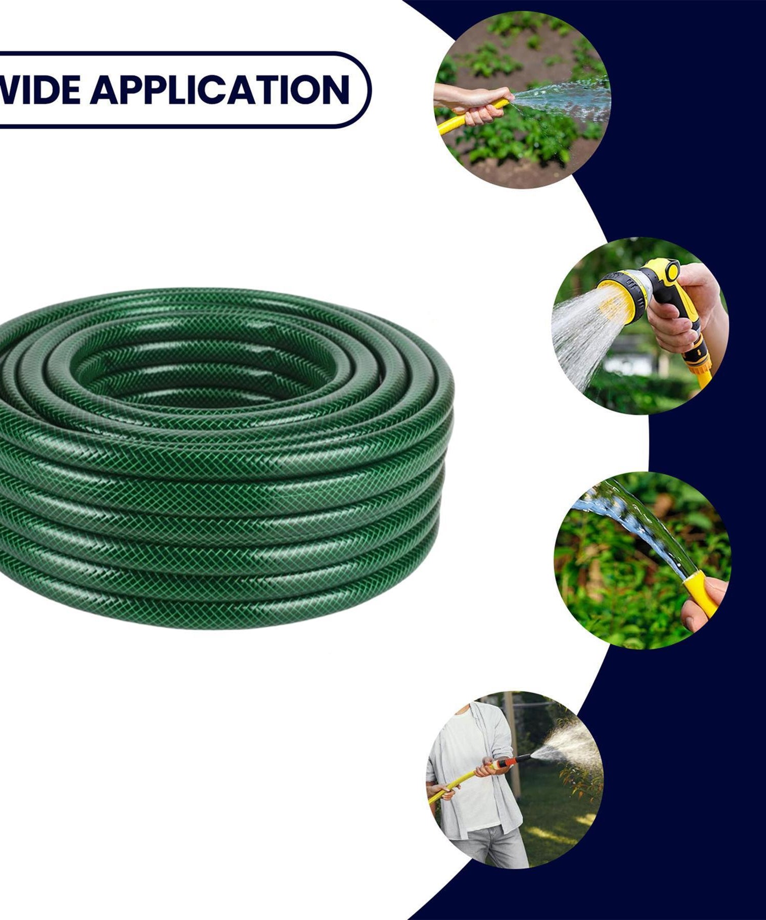 50m Garden Hose Pipe With Spray Gun Set PVC Watering Hose Green By Dapetz