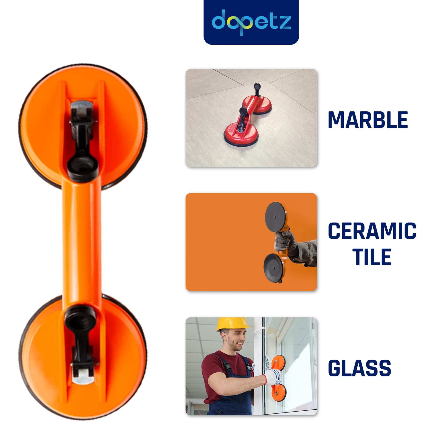 (Pack of 2) Glass Suction Lifter 70 Kg | Glass Suction Pads Vacuum Cup Suckers by Dapetz