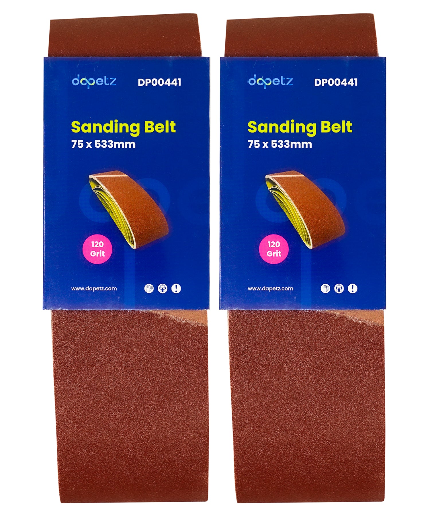 (Pack of 10) Sanding Belts 75mm x 533mm 120 Grit by Dapetz Sanders