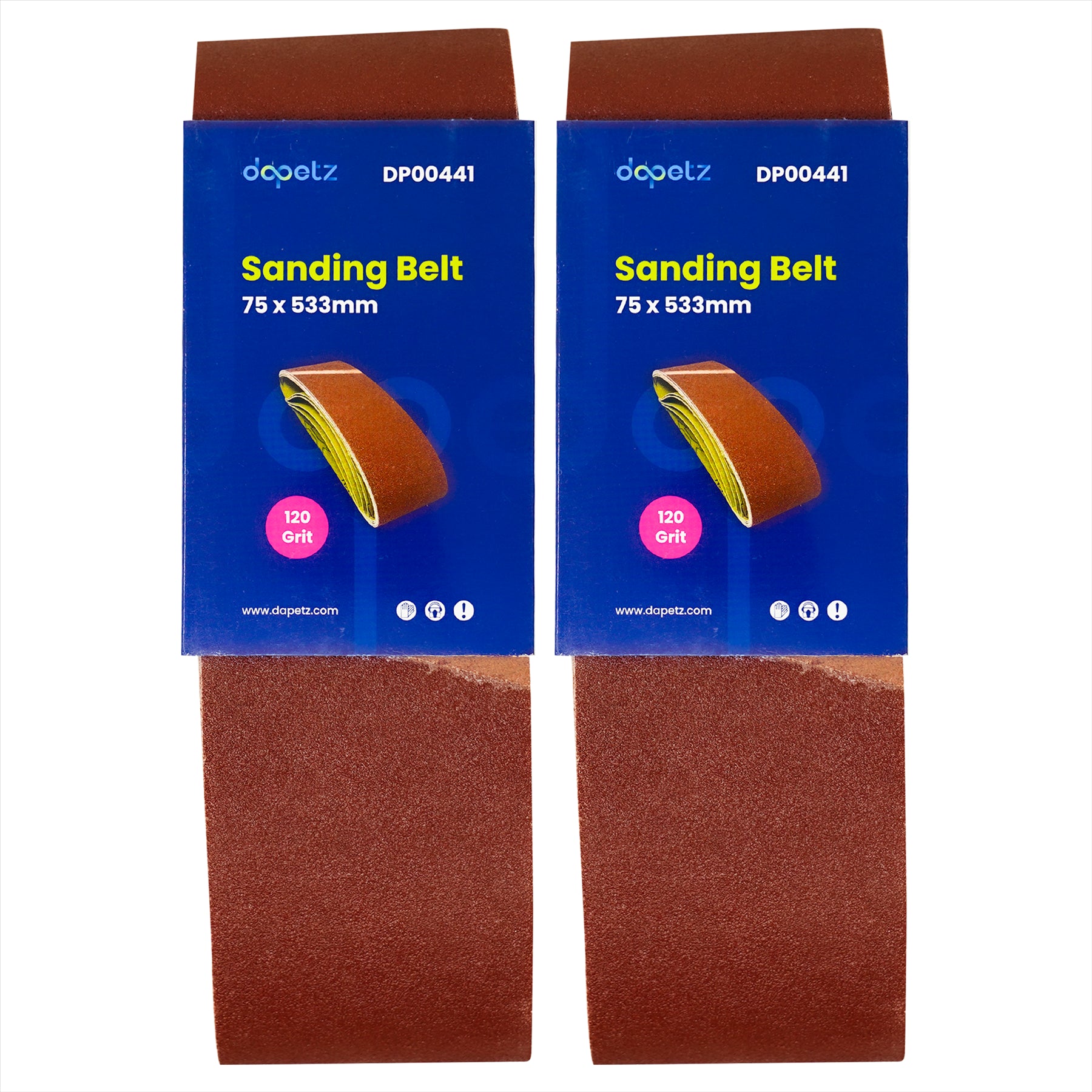 (Pack of 10) Sanding Belts 75mm x 533mm 120 Grit by Dapetz Sanders