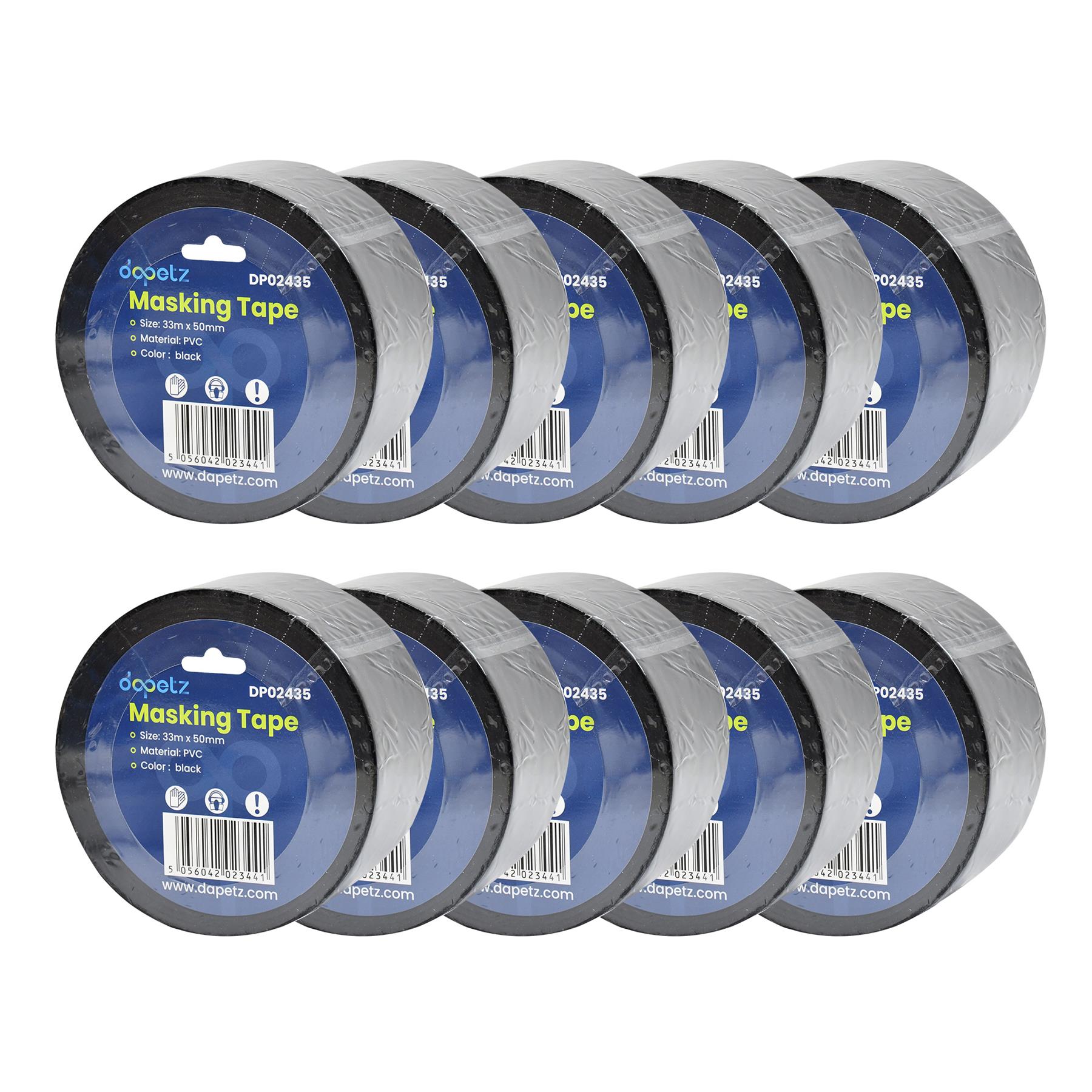 10PCS Wide Black PVC Electrical Tape 50mm x 33m Insulation Flame Retardant Long By Dapetz