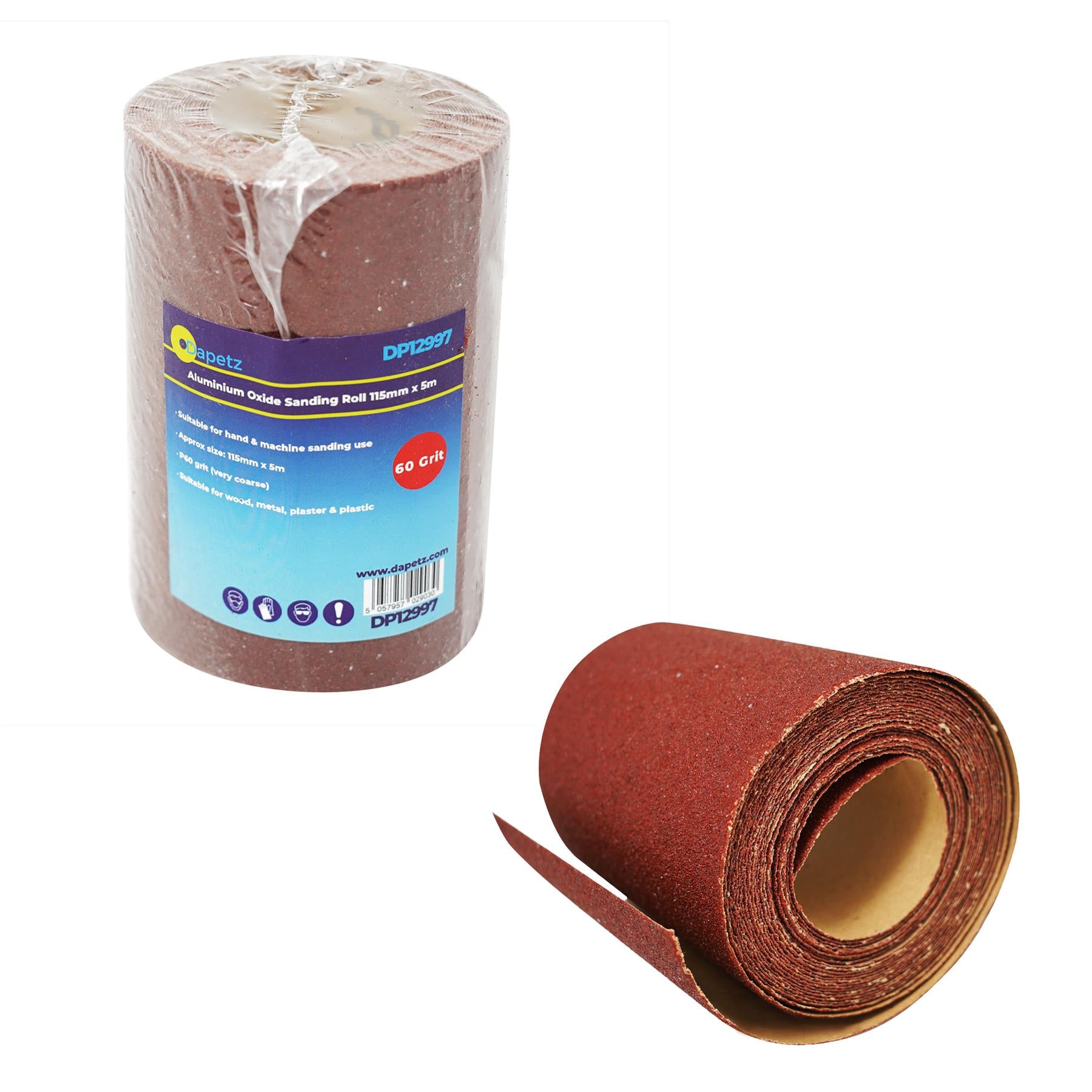 ALUMINIUM OXIDE SANDING ROLL 115mm 5m RED GRIT 60 by Daptez